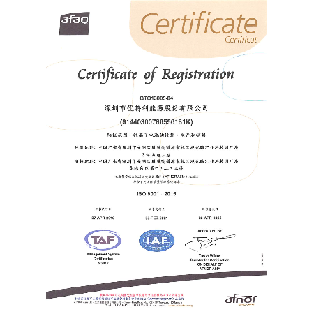 ISO9001:2015 証明書 GTE13005-04